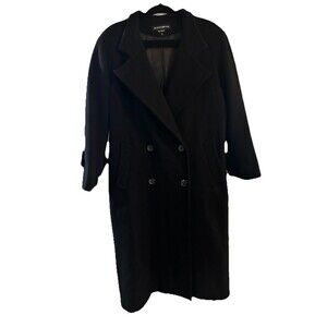 Vintage Donny Brook Black Wool Double Breasted Lined Trench Coat Women’s Sz 6